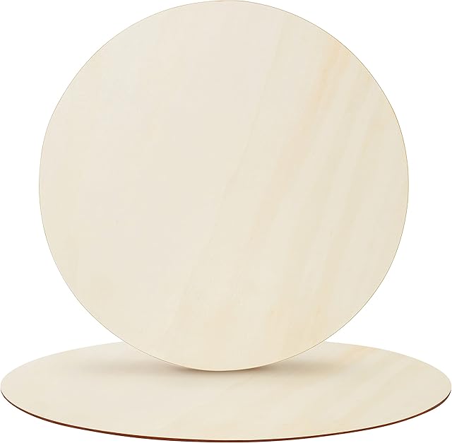 Belle Vous Unfinished Wooden Circles (2 Pack) - 60cm / 24 inches Wood Rounds Slices - Blank Discs/Cutouts for DIY Crafts, Painting, Pyrography, Door Hangers/Signs & Christmas/Holiday/Party Decorations