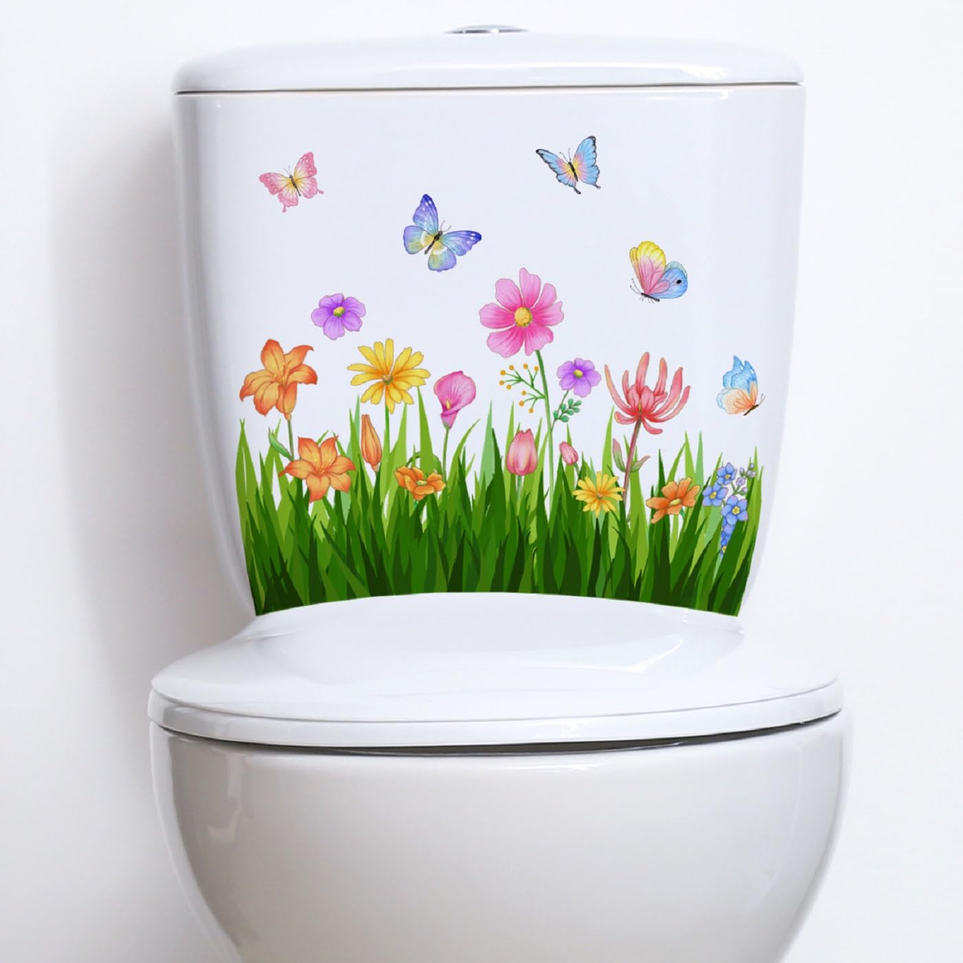 Stickers Abattant WC PIMXL - Déco Salle De Bain Motif Feuilles - 4 Autocollants 3D Faciles à Poser