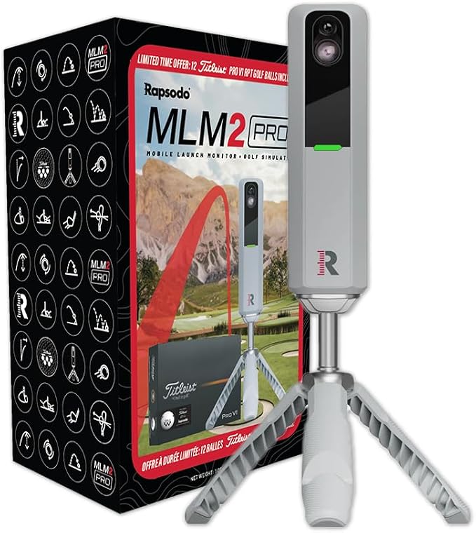 Rapsodo MLM2PRO Golf Launch Monitor, Simulators for Home & Training, Mobile Launch Monitor for Golf Swing Analysis, Measures Spin Rate & Axis, Tracker & Swing Analyzer, Indoor Outdoor -12 Pro V1 Balls