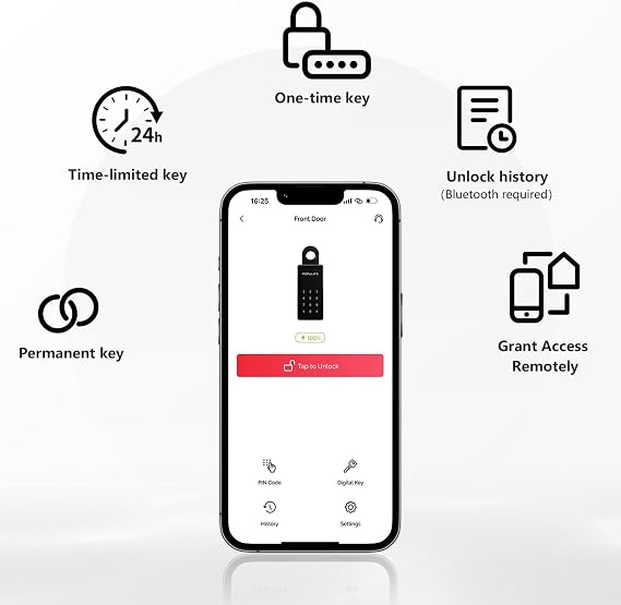 Updated Version Populife Smart Key Lock Box for Outside, Wireless Lock Box for House Key, Hide a Key Outdoor, Electronic Digital Lockbox for Realtor Airbnb Smart Bluetooth Padlock, No WiFi Need
