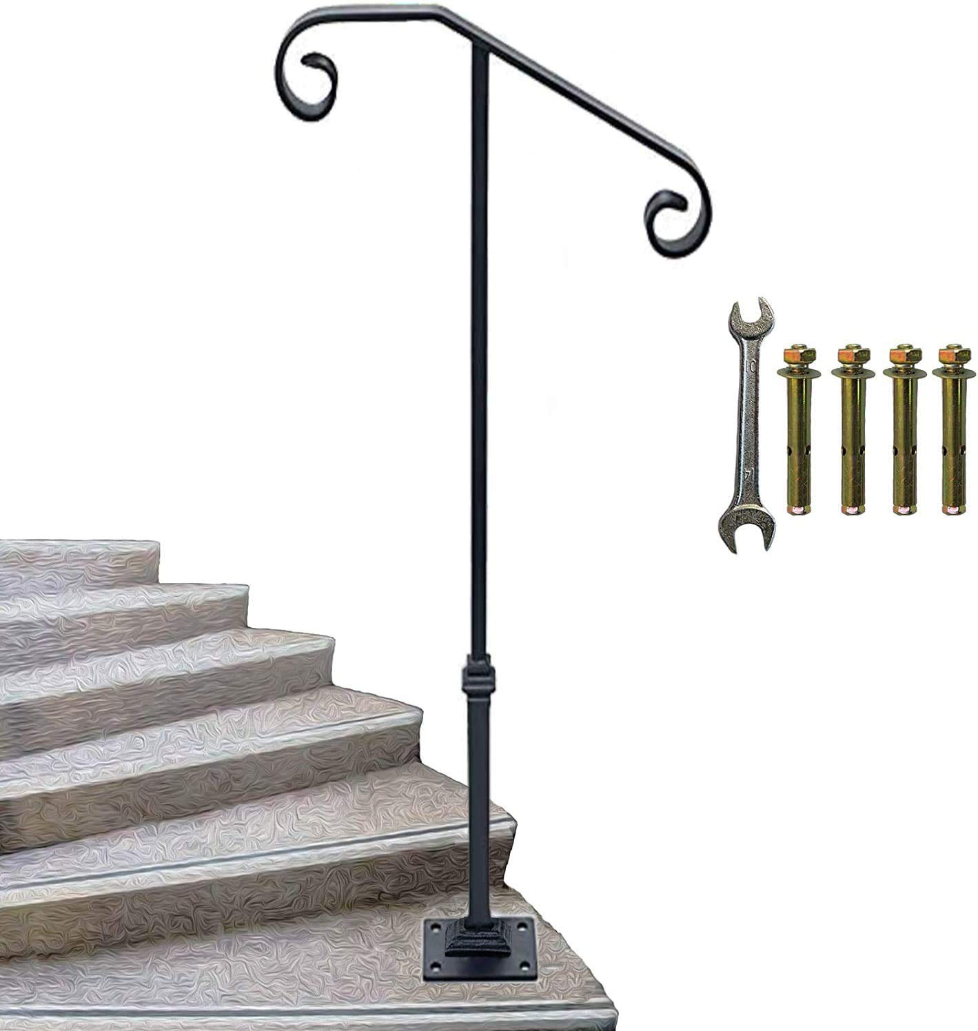 Buy Yahpetes Handrail 38.8" Single Post Stair Railing Black Single Post