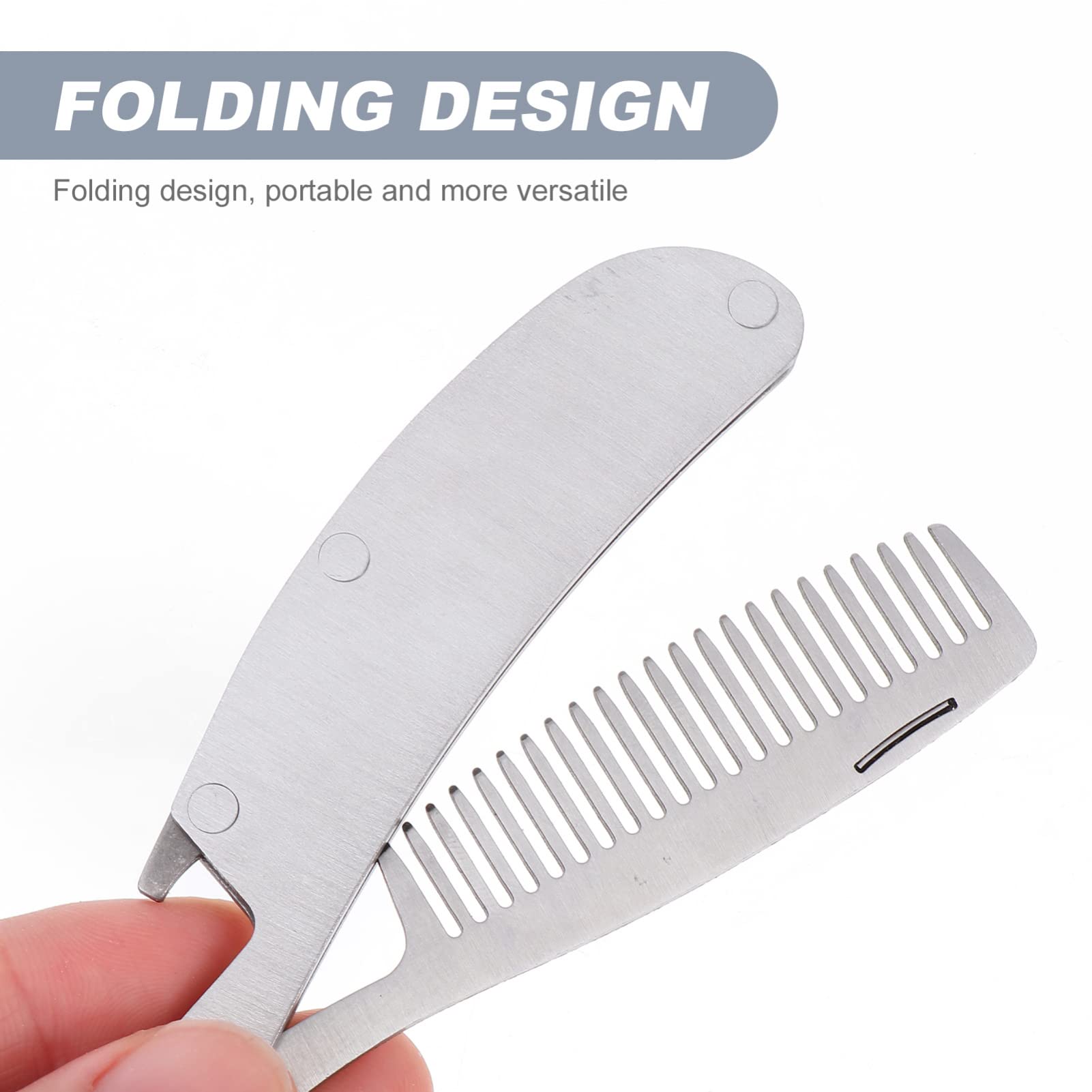 Mikinona 4 Pettini Per Barba Da Uomo A Denti in Acciaio Inox Pieghevoli Mini Portatili Per Acconciature Lisce E Lisce All'indietro