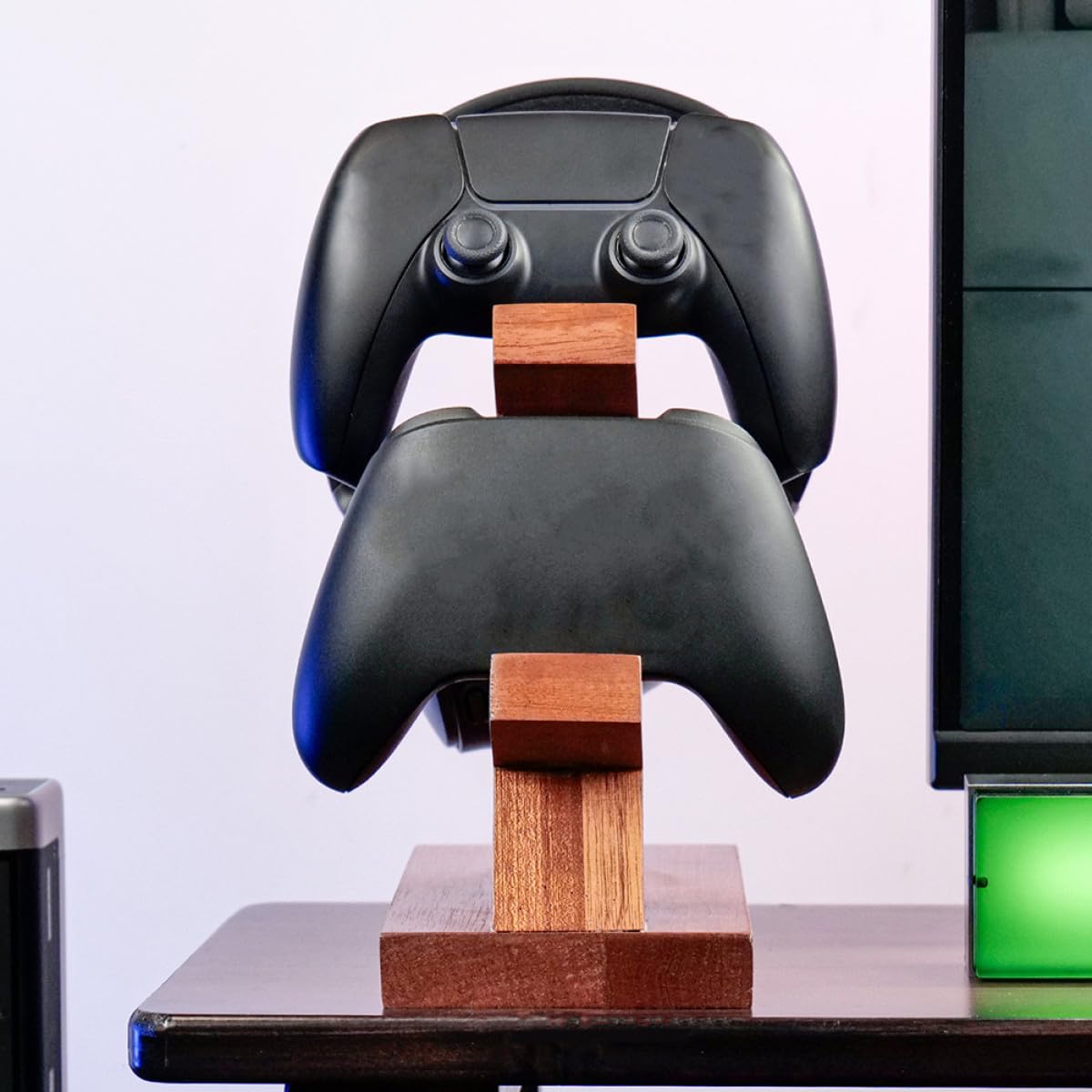 Alipis Supporto per Controller di Gioco in Legno Multifunzionale Organizer da Tavolo per Cuffie e Controller Console Espositore Compatto per Accessori Gaming Portatile e Pratico per