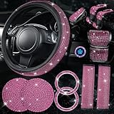 CAR PASS 11 PCS Bling Diamond Car Accessories Set for Women, Sparkly Rhinestone...