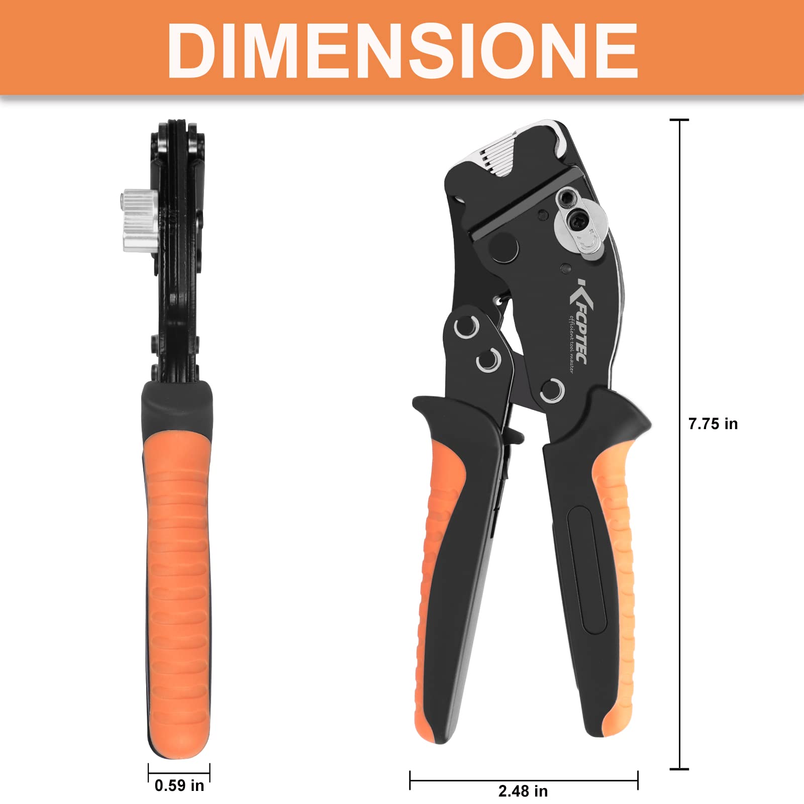 KF CPTEC Pinza Crimpatrice Capicorda, Pinza Puntalini Filo Autoregolanti per Terminali a Ghiera 0.08-16 mm²