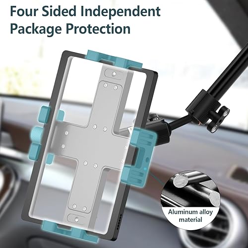 Miniatura 6 de Soporte de aluminio para tablet para automóvil con adaptador de cabeza de bola de 1 pulgada, compatible con brazo de doble enchufe de 1 pulgada y