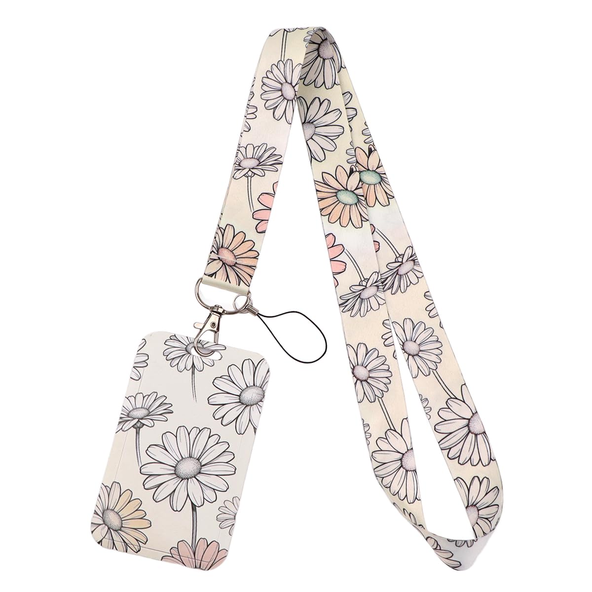 Cute Daisy Lanyard with Card Holder Flowers Work ID Badge Holder Lanyard for Neck for Keys Name Tag Wallet for Women Girls Nurses Teachers Staff, Office & School — image 1
