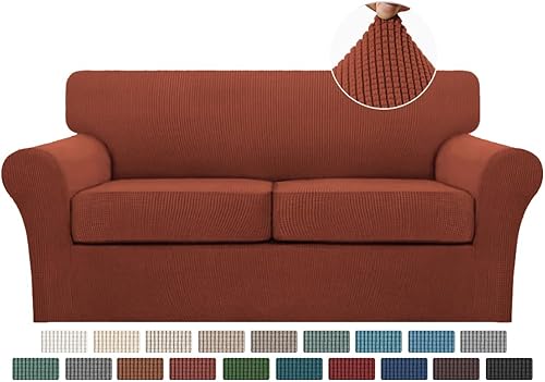 Miniatura 114 de Turquoize Fundas de sofá de 4 piezas para sofá de 3 cojines, funda de sofá suave para perros, fundas de sofá lavables con 3 fundas de cojín Biscotti