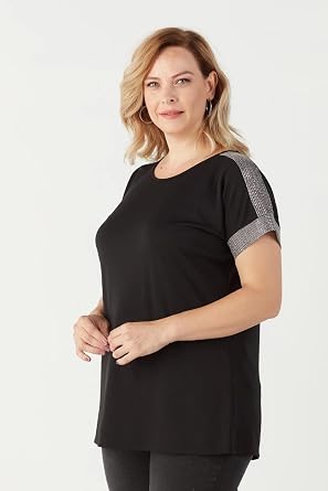 Moda Berray 3236 Parlak Omuz Detayl  Esnek B y k Beden  k Bluz Siyah S YAH-44