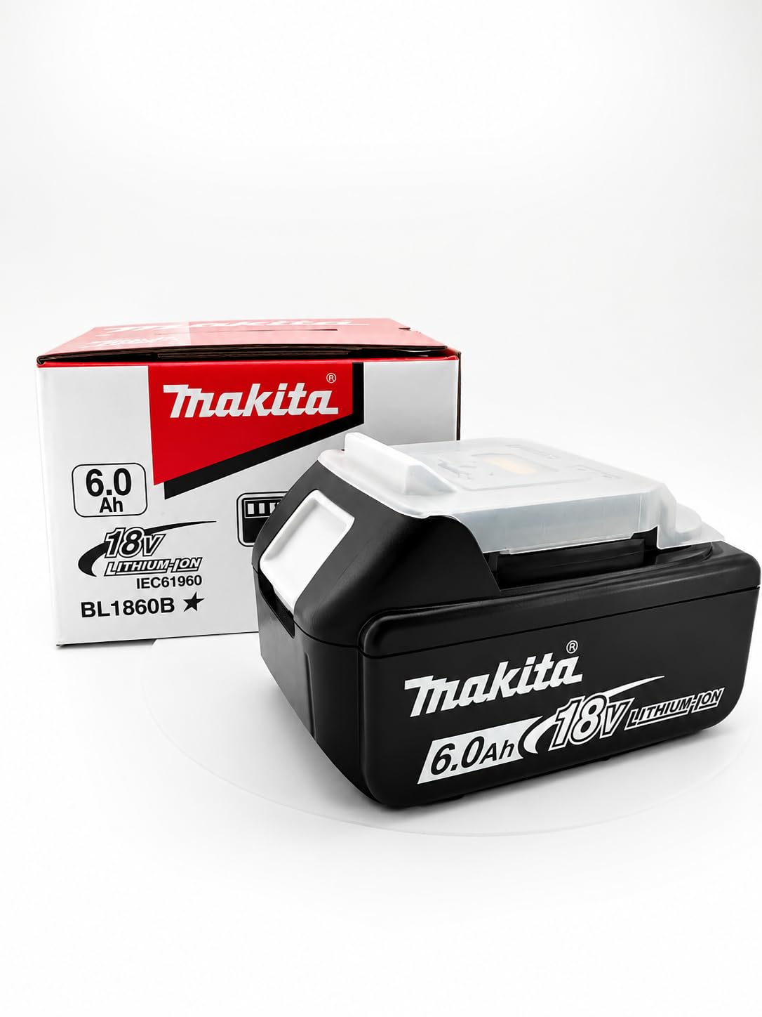 Batterie 18 V 6,0 Ah compatible avec Makita LXT – BL1860B Li-Ion batterie de remplacement avec affichage LED