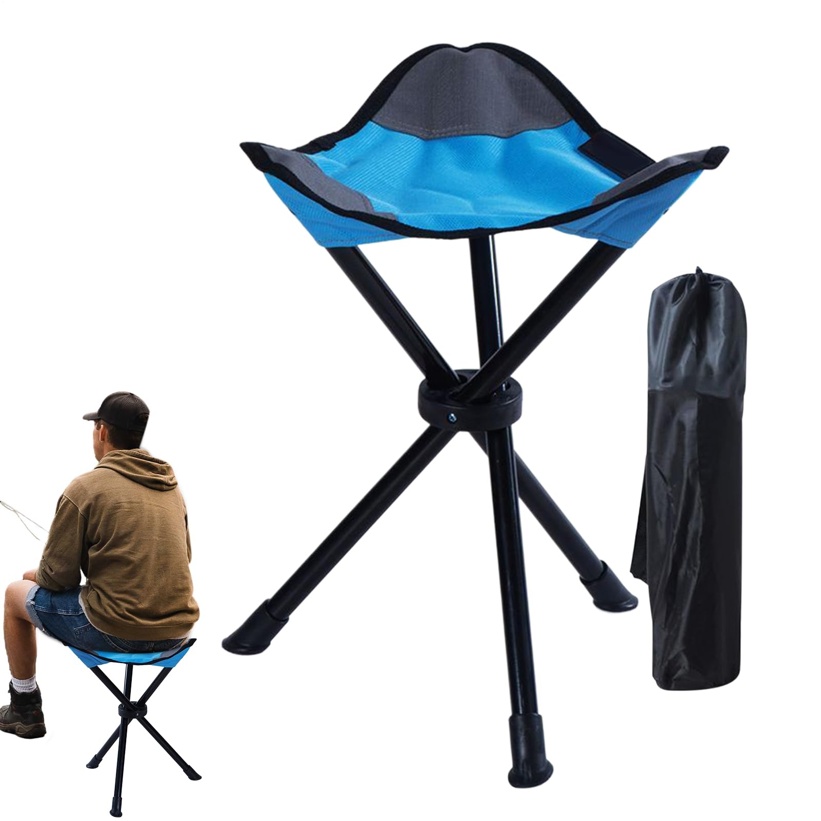 Taburete Plegable con trípode de 3 Patas de Tela Oxford cómoda, Silla Plegable portátil, para Senderismo, Caza, Festival, jardín, Camping, Viajes, Picnic, Concierto, Playa, Parque