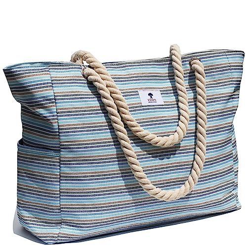 OVERSIZE BEACH BAG Large Tote Bag for Women Waterproof Sandproof with Dry Wet Compartment for Pool Gym Travel