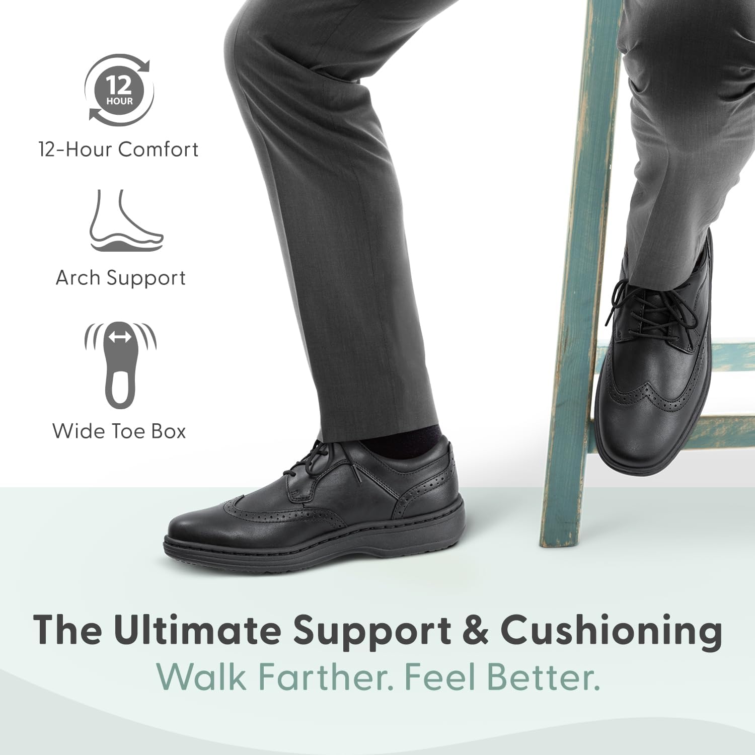 Orthofeet Men's Orthopedic Leather Moreno Dress Shoe - Image 3