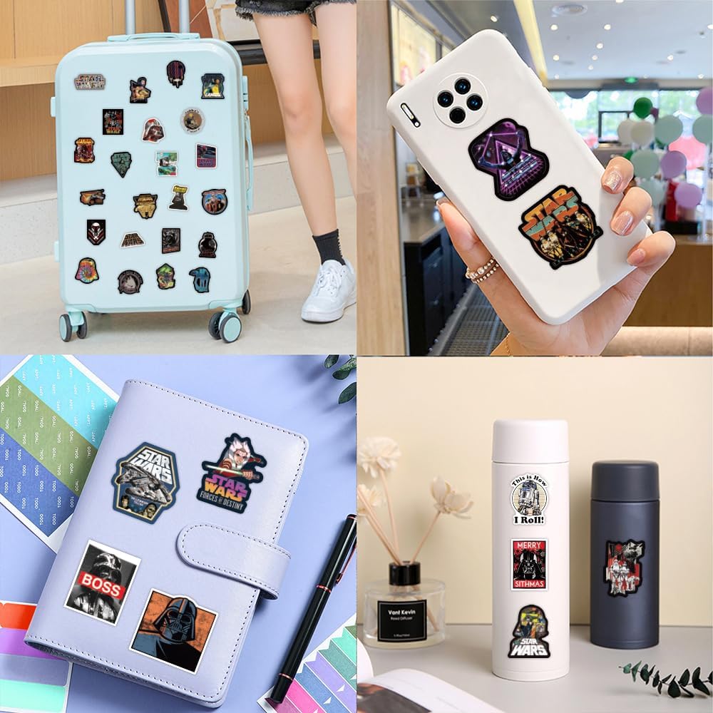 108 PCS Claasic Move Stickers for Star War to Girls Teens Boys|Waterproof Vinyl Stickers Pack for Laptop Luggage Phone Waterbottle Bike Hydroflasks,Cool Graffiti Decals Pack - Image 4