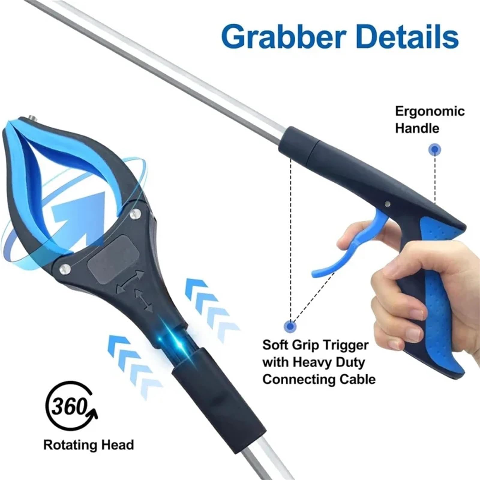 Extensor de Pinza Plegable, Herramientas manuales, recogedores de Basura, Herramientas de Recogida de Basura largas y prácticas(5 pcs Blue)