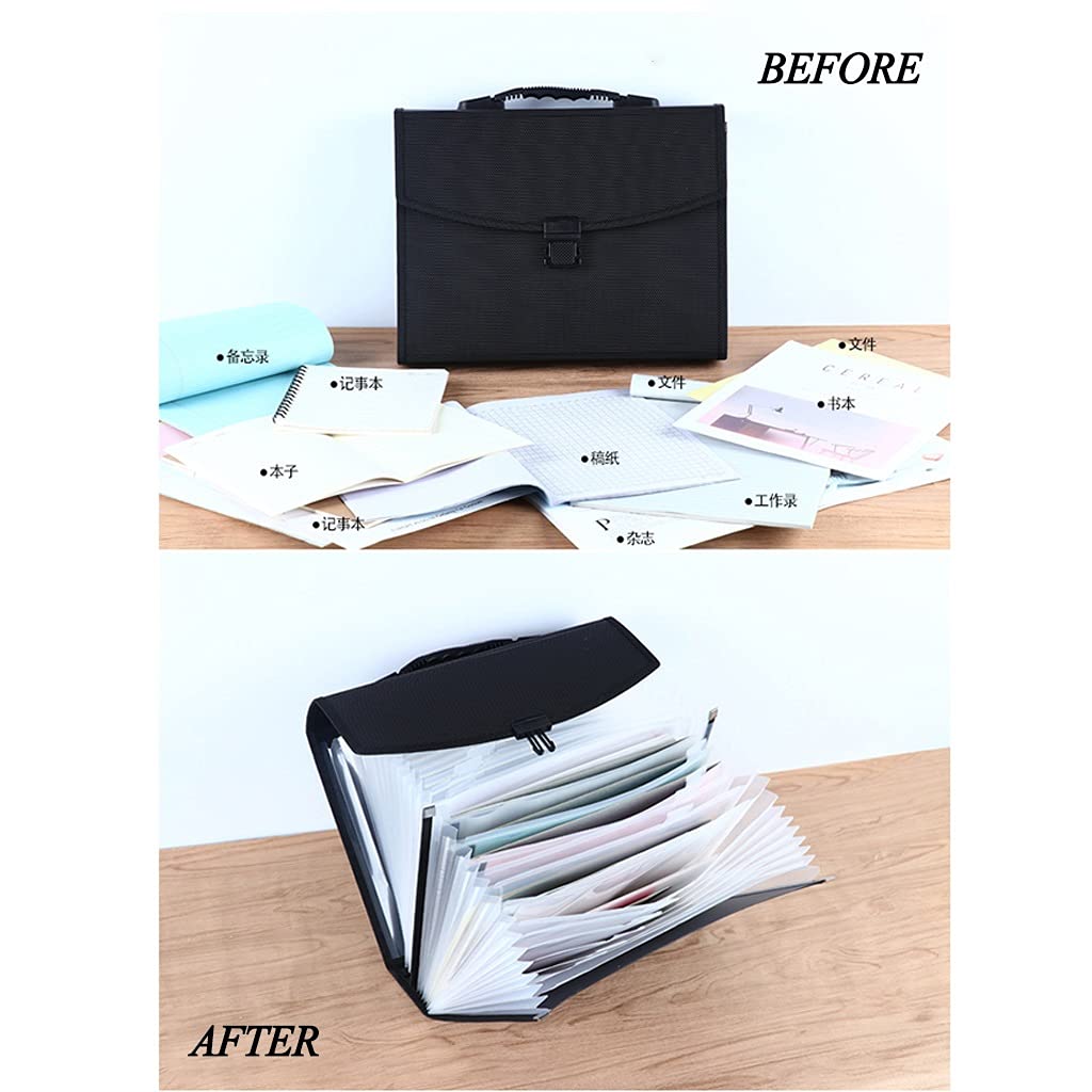 Carpeta Clasificadora Acordeon Tapa Dura, Bolsas para Documentos A Prueba De Agua, Carpeta De Archivos Expandible con Cubierta Expandible, Caja De Llenado Portátil De Tamaño A4