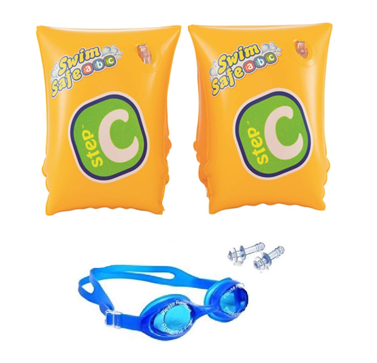 Kids Inflatable Swimming Arm Bands and Googles Set arm Float Floaters
