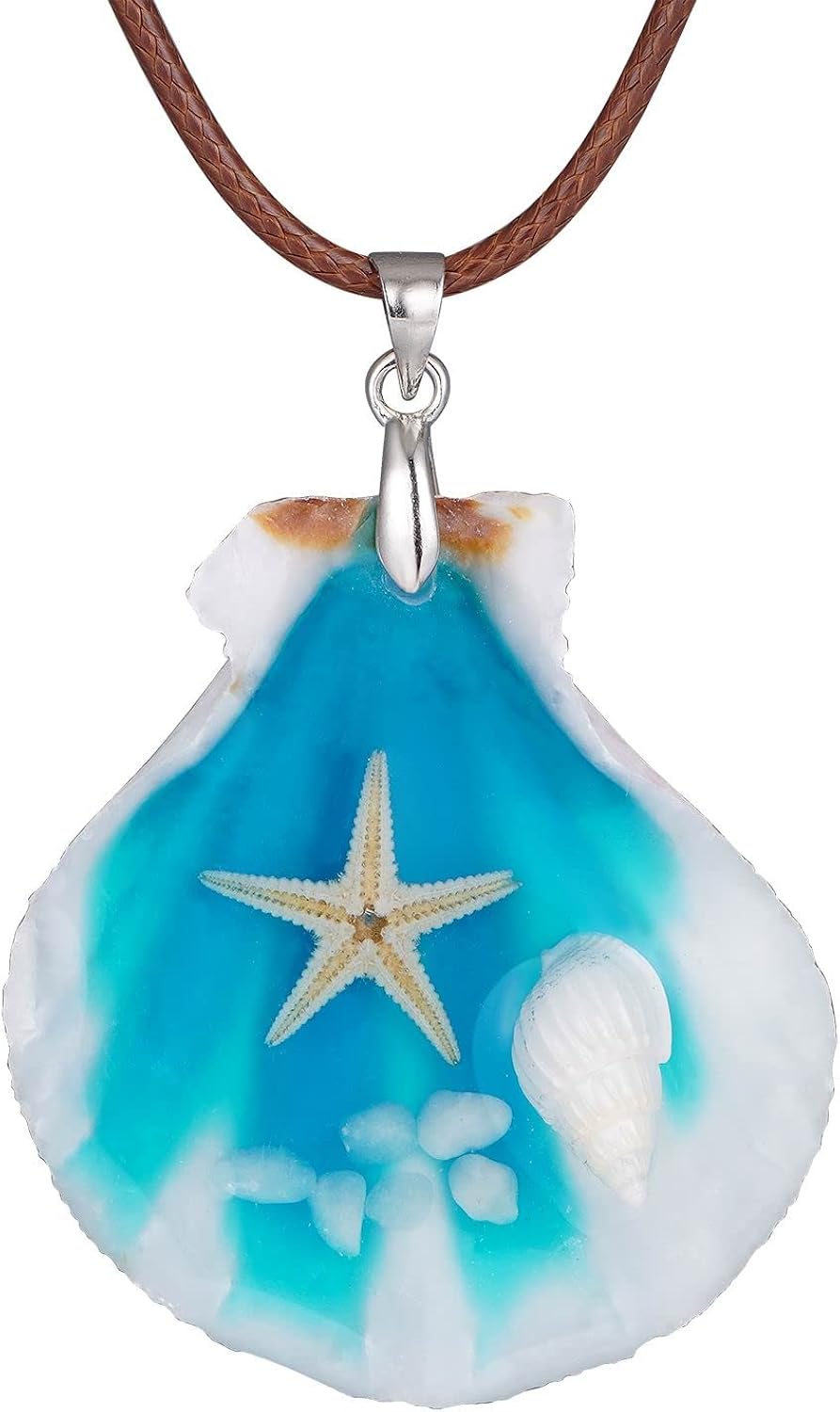 FM FM42 Natural Seashell Shell Scallop Conch Pendant Necklace (Style 8) FN4250: Clothing, Shoes & Jewelry