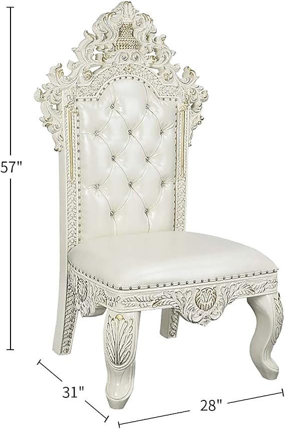 ACME Set of 2 Side Chair in White and Antique White Finish