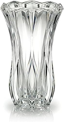 Jarrón de cristal Mikasa Celebrations Blossom, de 12 pulgadas de altura, diseño elegante de vidrio cortado para arreglos florales y centros de mesa