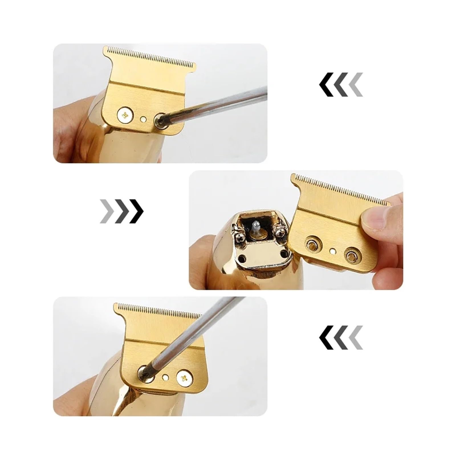 eufeifeiegds FX707 Friseur-Haarschneidemaschine, Ersatzklingen, Feder und Kunststoffplatte for FX787 FX726, Haarschneider, Zubehör, DIY-Teile(Gold Set B)