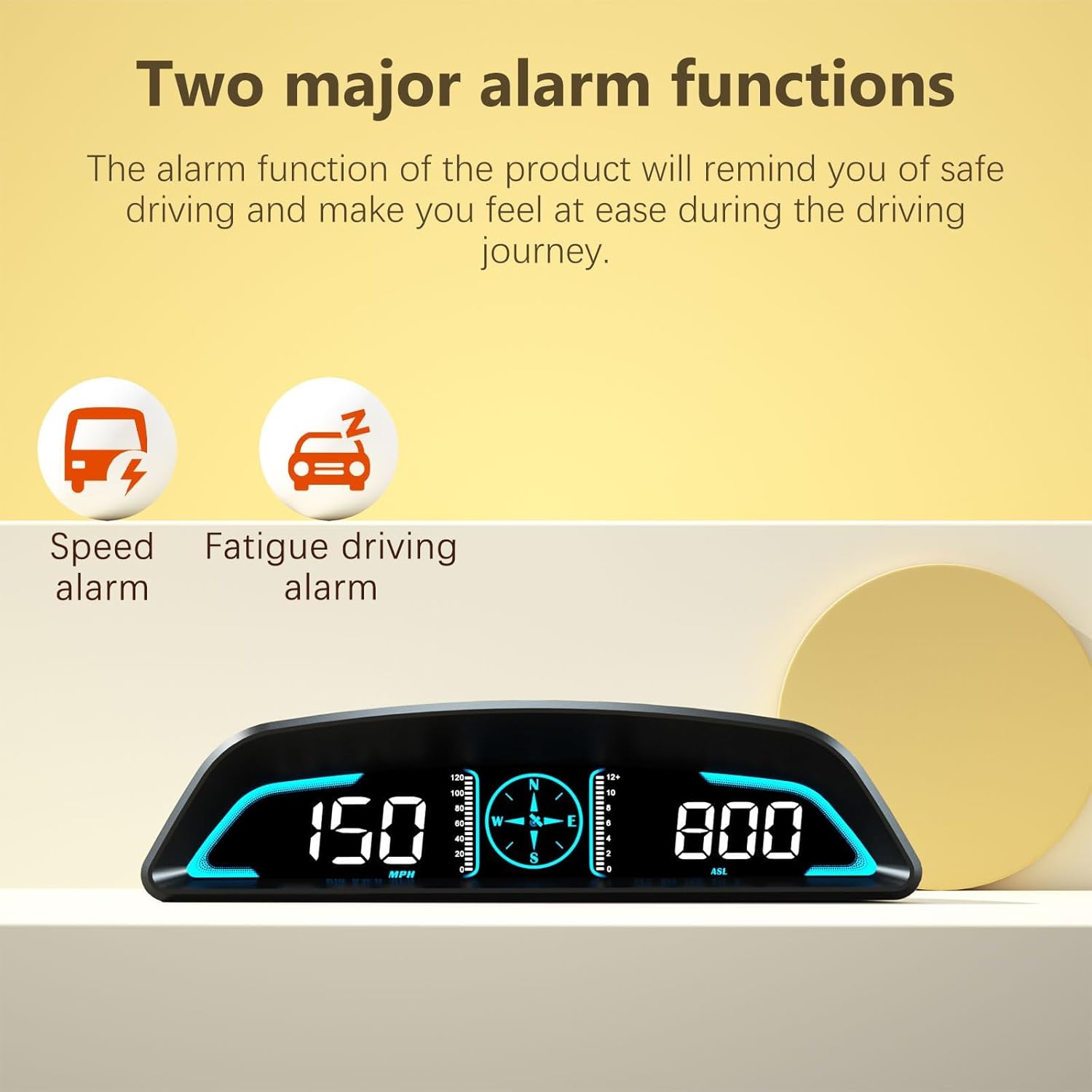 GPS Speedometer,Heads Up Display for Cars G3,Digital Speedometer for Car with Speed, Fatigue Driving Alarm,Overspeed Alarm,Speedometer for Car for All Vehicles