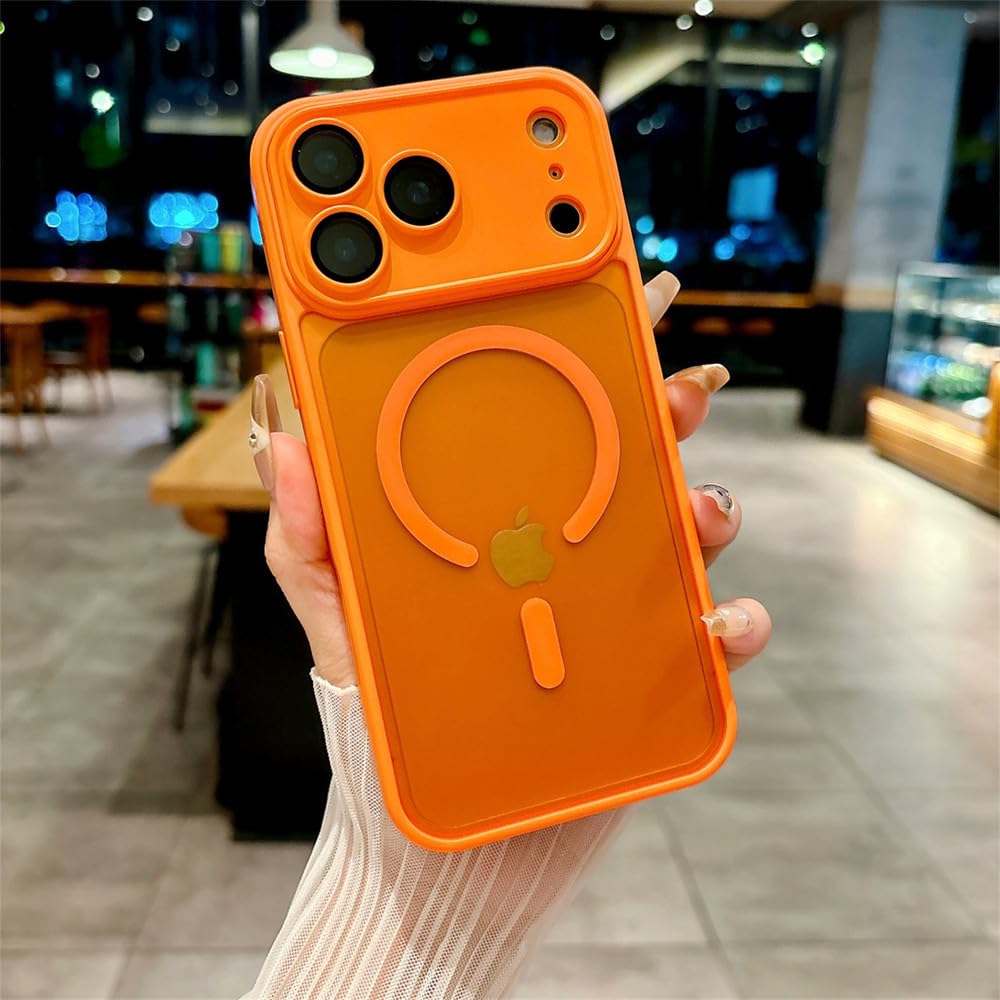 Coque magnétique iPhone 15 Pro Max orange mate et antichoc - 7