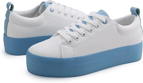 Miniatura 5 de JABASIC Zapatos deportivos de plataforma con cordones para mujer, cómodos, informales, a la moda, para caminar