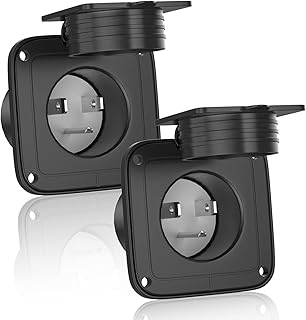 KEAGAR 15 Amp Flanged Inlet 125V, 2 Pack 5-15 RV Shore Power Inlet Plug with Back Cover, Dustproof/Waterproof, ETL Certified, 3 Wire Grounding Plug, 3 Pins AC Port Plug for RV DIY Camper Van