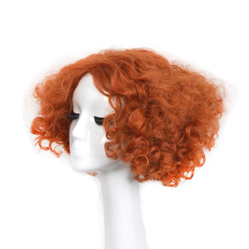 Yuehong Short Curly Orange Wig Movie Anime Cosplay Halloween Costume Hair Heat Resistant Synthetic Fibers Soft Durable Breathable Wig for Unisex - Image 3