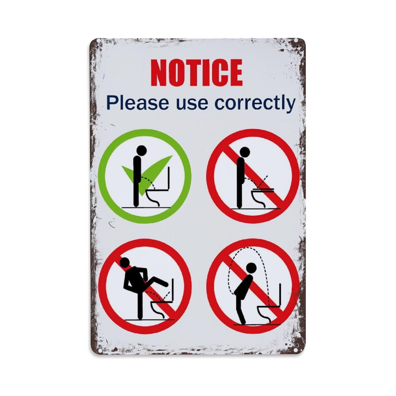 Notice Please Use Correctly Retro Metal Tin Sign, Vintage Decor Art Poster for Bar, Home, Man Cave, Kitchen, Laundry Room Gift 8x12Inch