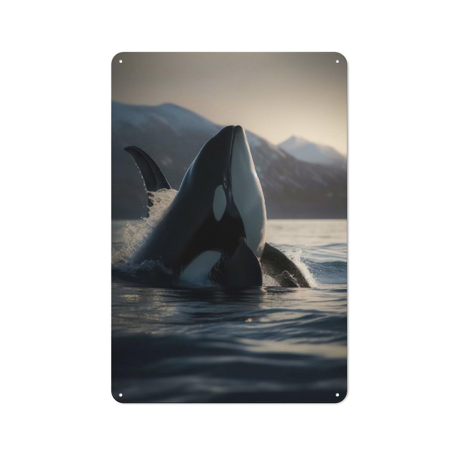 Junmoney Regal Orca Metal Wall Sign 30X20cm, Retro Decor For Pub Or Café, For Vintage Wall Decor Fans, For Garage And Workshop Walls
