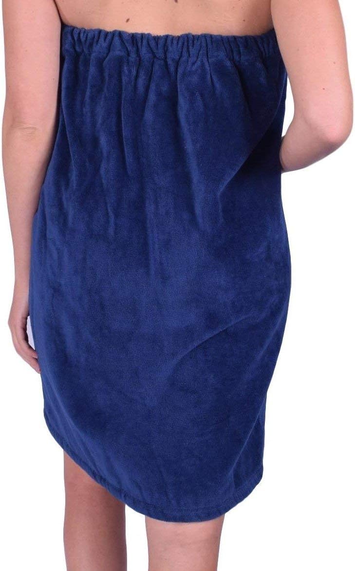 anatolian Women's Body WRAP Towel - 100% Cotton Adjustable Cover Up for Beach Spa Gym Bath Pool - Made in Turkey (Navy Blue, 1)