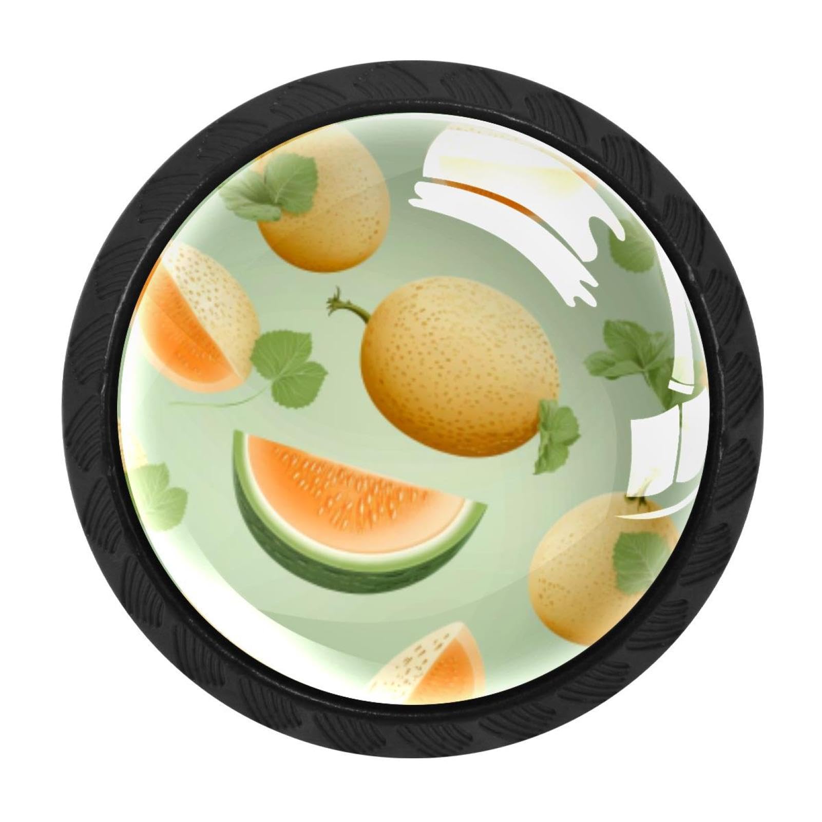 CHENZZZZ Hami Melon Drawer Knobs 4 Pack Crystal Dresser Knobs 35mm Glass Cabinet Knobs for Home Office Bathroom