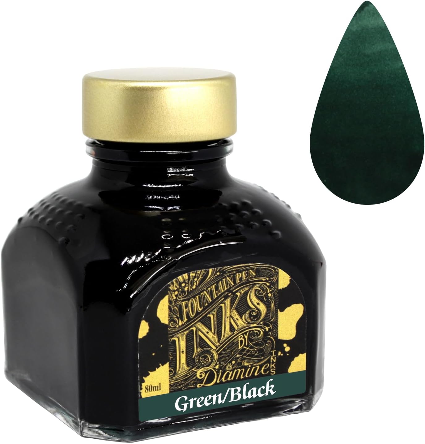Fountain Pen Ink 80ml - Green Black