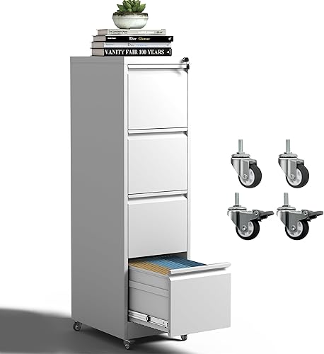 BIZOEIRON Archivador móvil de 2 cajones, archivador de metal debajo del escritorio con cerradura y ruedas, archivador rodante para oficina en casa,