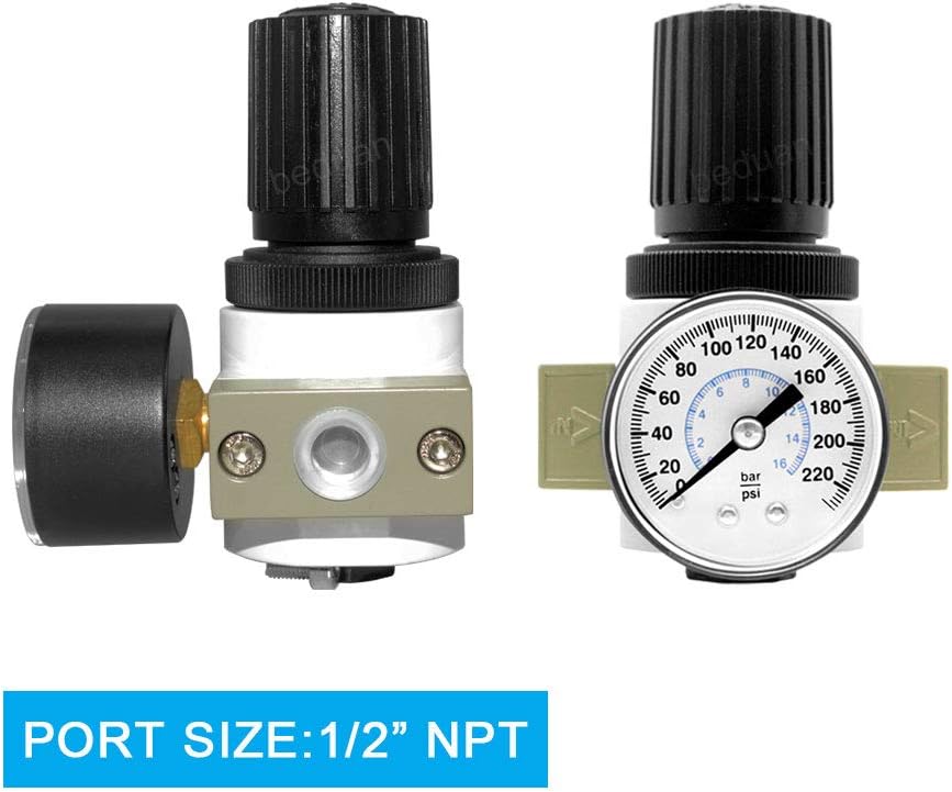 Beduan 1/2"NPT Air Pressure Regulator for Compressed Air System with Gauge,Bracket(MIDI)