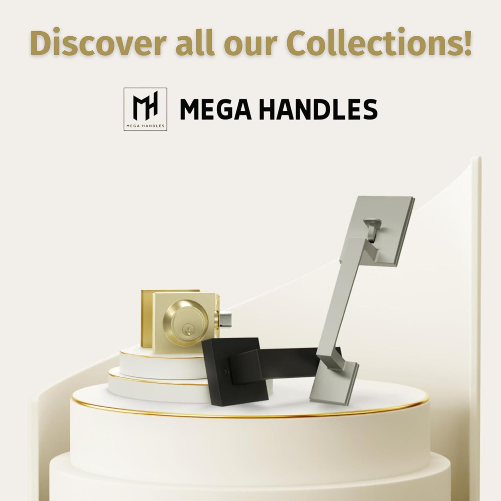 Mega Handles Paquete de 3 manijas de puerta de entrada I y cerradura de cerrojo de un solo cilindro y llave, juego de palancas de bloqueo cuadradas resistentes - Negro mate - Paquete de 3 - Llaves