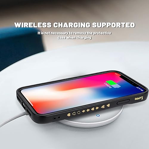 Miniatura 6 de Funda compatible con iPhone 11 Pro Max, funda de silicona suave con patrón de corazón dorado para mujeres y niñas, diseño de corazón chapado a los