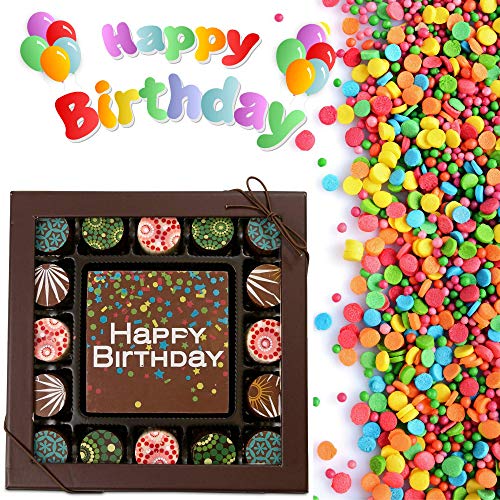 Chocolate Works Happy Birthday Chocolate Card & Truffles 17-Piece Gift Box,12 ounces