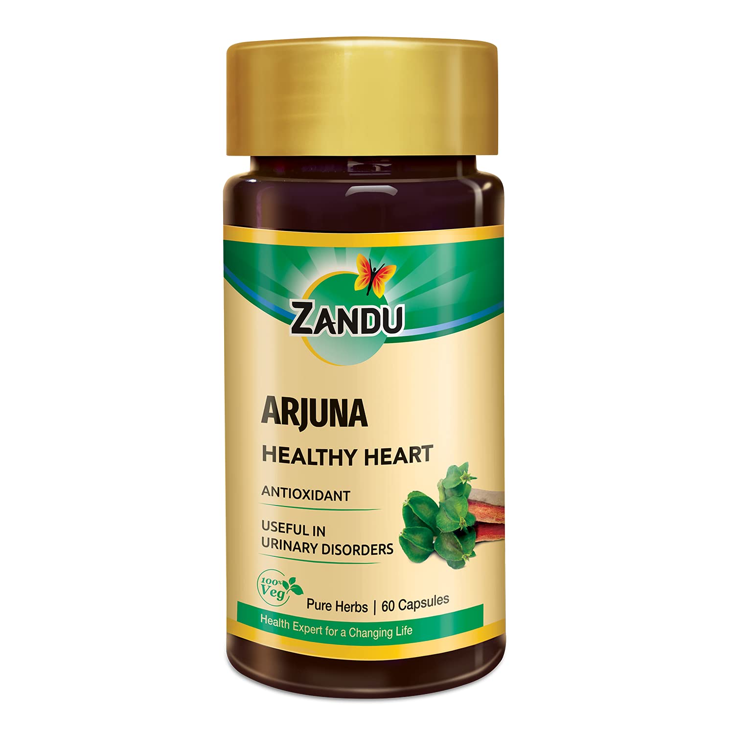 ZanduArjuna Capsules - Helps to Maintain a Healthy Heart while Helping Keep Diabetes & Cholesterol Under Check, also Promotes Good Urinary Health - 60 Veg capsules