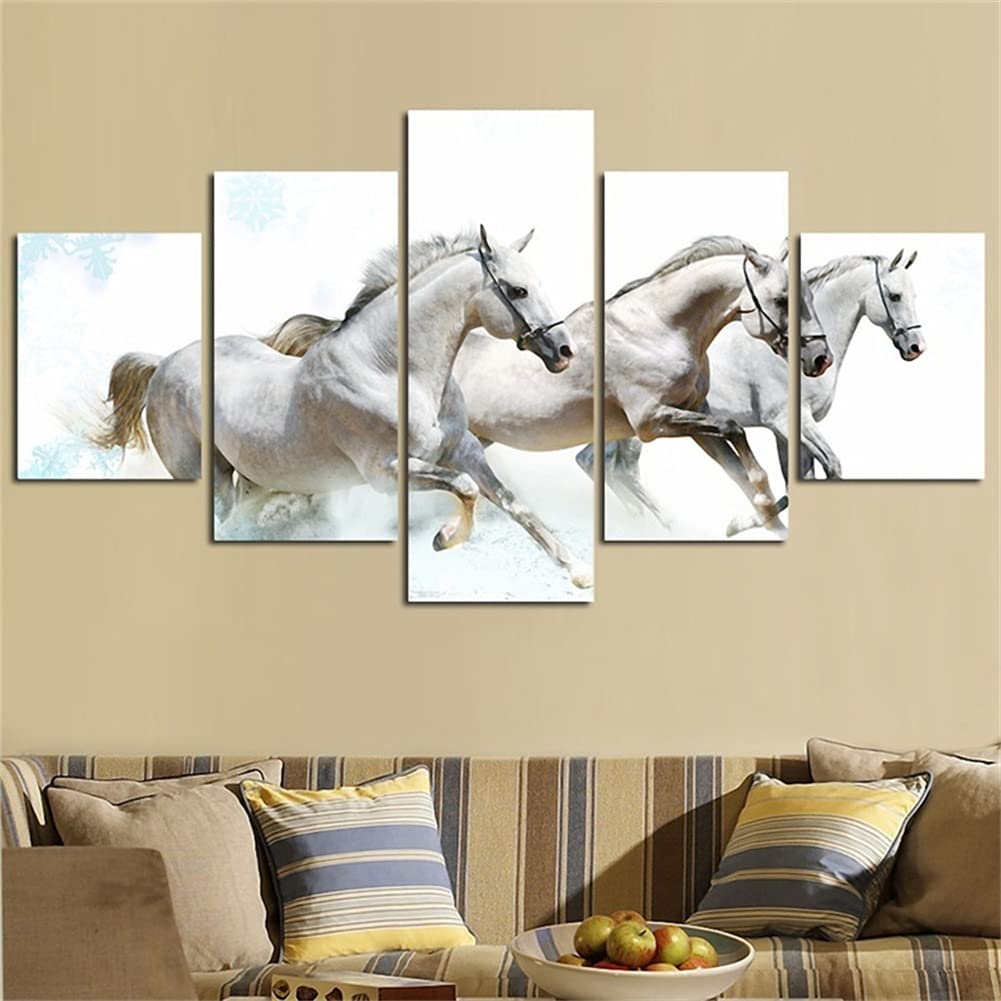 Peinture diamant grand format anti-stress style broderie diamant kit complet animaux blancs