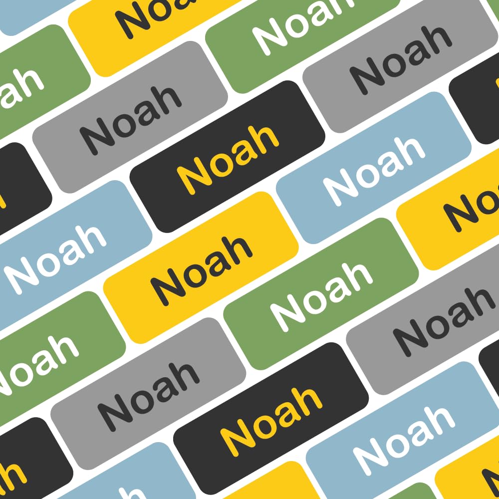 My Nametags® 175 Mini Name Stickers | Personalised Small Labels for School Supplies Like Pens, Pencils, Markers & Other Stationery | Waterproof Mini Tags for All Ages | Construction Colours