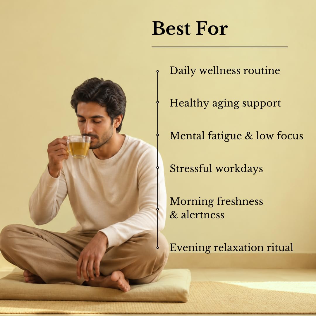VYOM INDIA Organics Green Tea For Weight Loss - 15 Bags | Anti Aging, Cognitive Booster, Strengthen The Function Of Brain, Reduces Stress, Boost Metabolism | Tulsi & Lemongrass Flavour product image 6