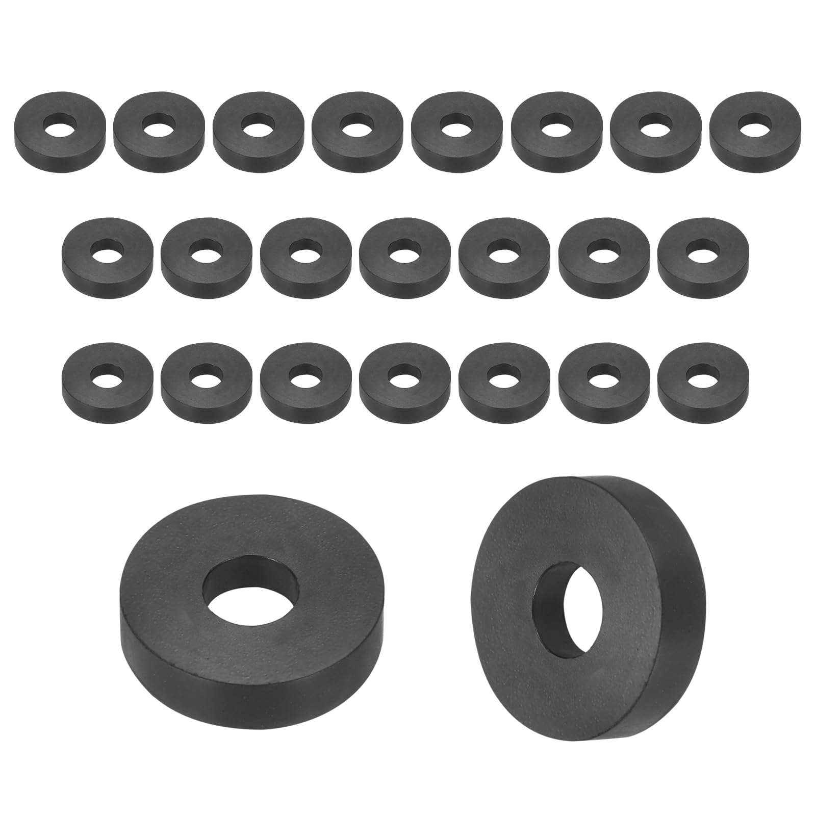 sourcing map 9Pcs Rubber Spacers, 30mm OD, 10mm ID, 30mm Thick Black Round Anti Vibration Rubber Pads Isolation Bushings Washer for Home Cars Boat(1.18" OD x 0.39" ID x 1.18" Thick)