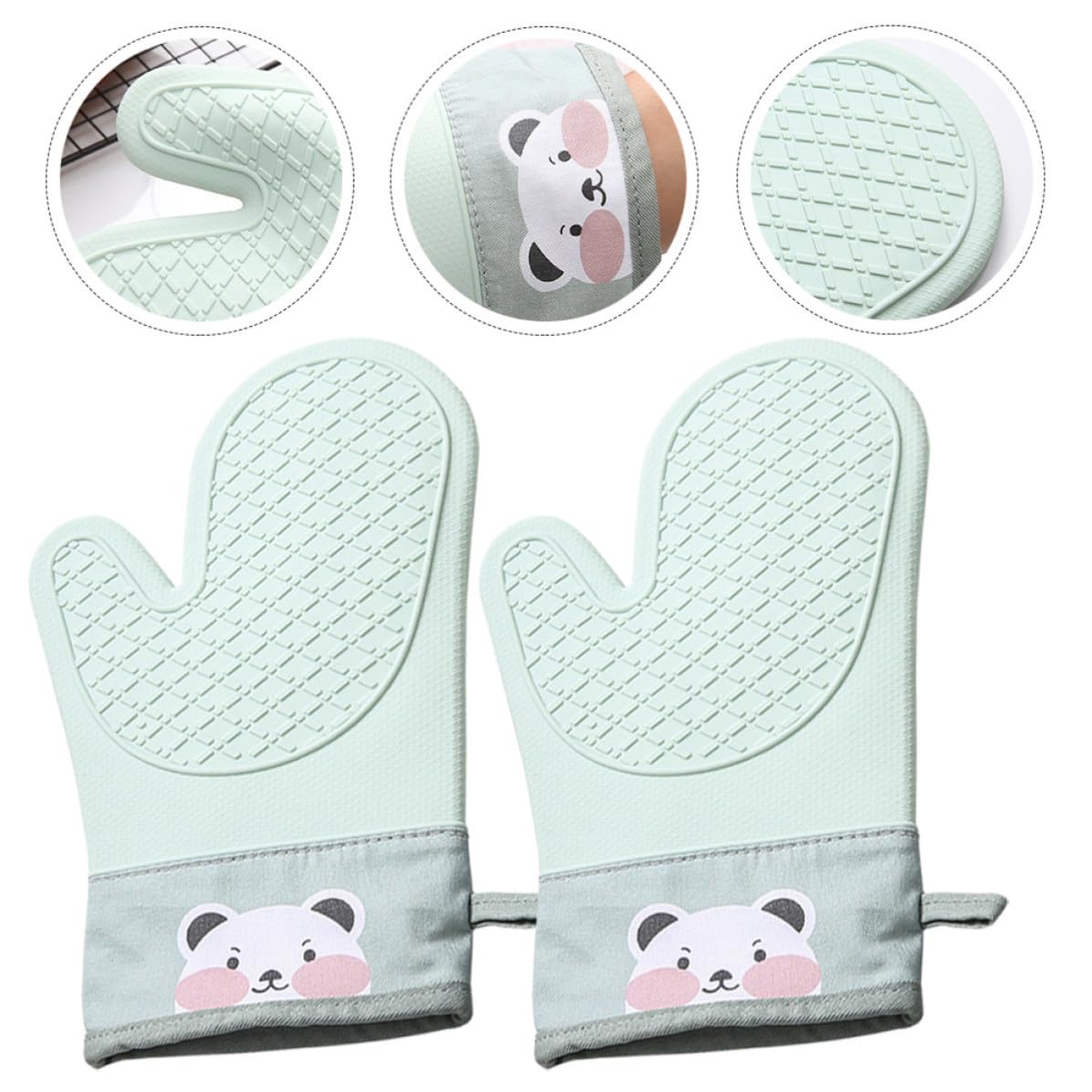 Didiseaon 10 Pezzi Guanti da Forno in Silicone e Cotone, Resistenti al | Protezione Antiscottatura, Presa Antiscivolo, Lavabili in Lavatrice, per Cottura Domestica e Barbecue, Verde