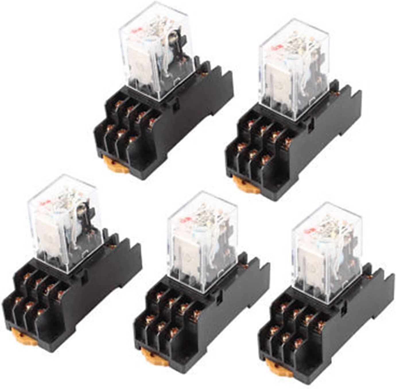 5Pcs AC110/120V Coil 4PDT 14 Pin Red LED Power Relay w Socket