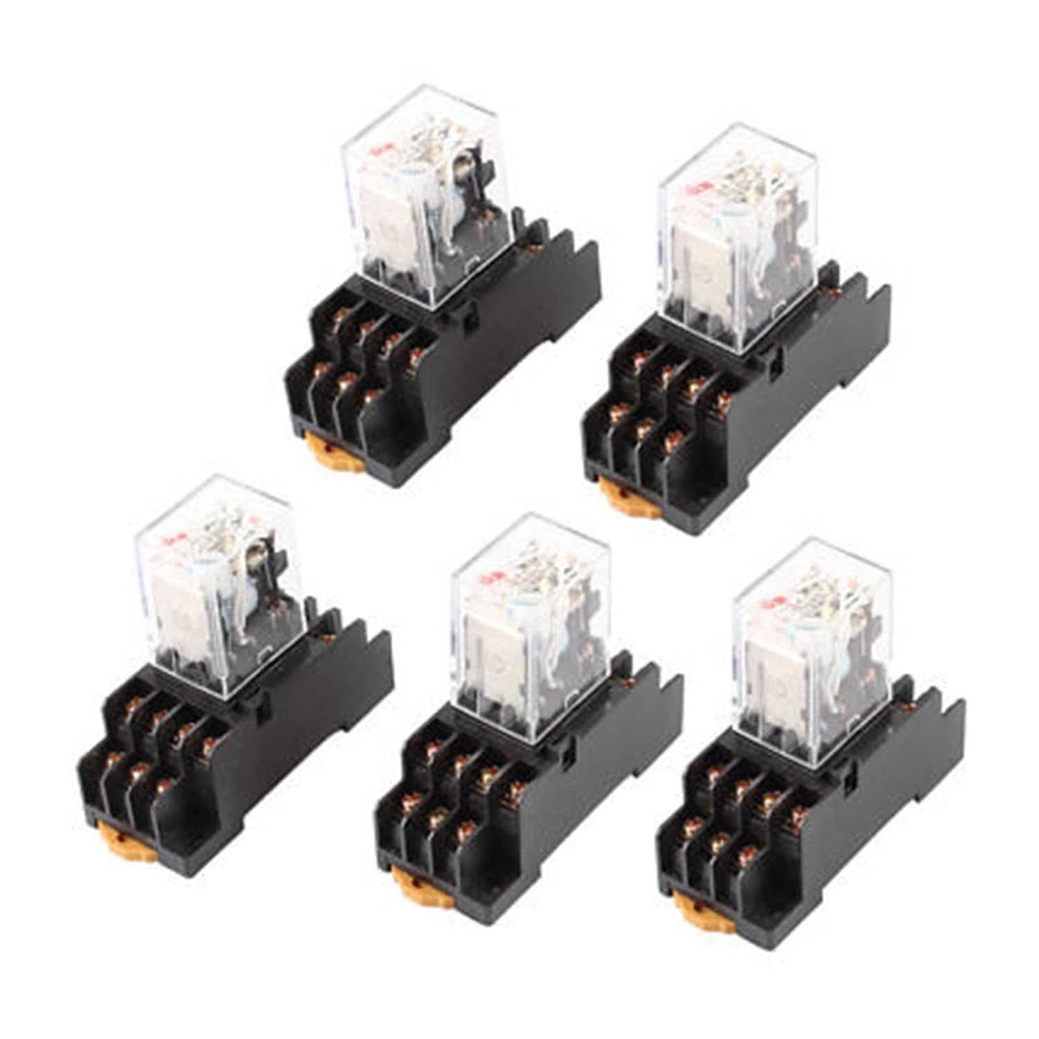 5個 AC110/120V コイル 4PDT 14 ピン 赤色 LED パワーリレー ソケット付き