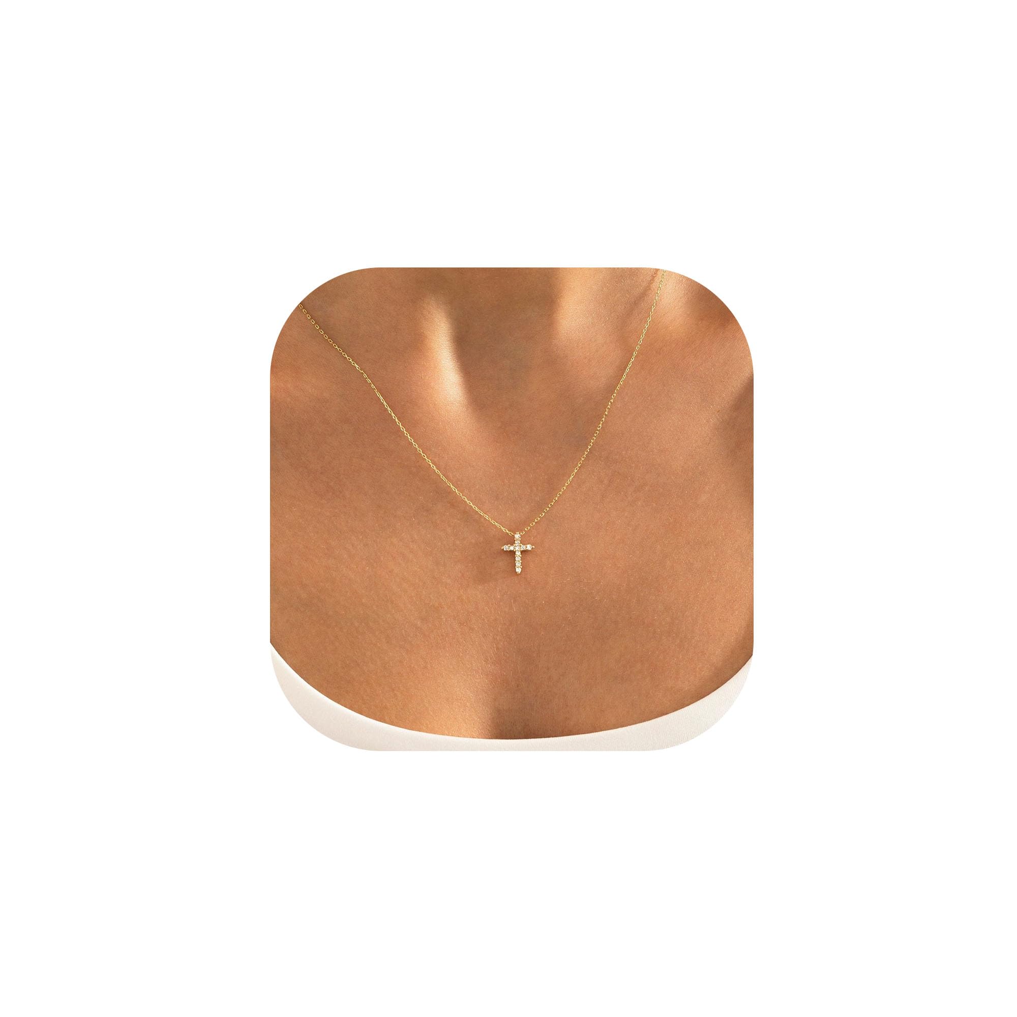 MONOZO Dainty 14K Gold Plated Cross Necklace for Women Jewelry Gifts Trendy
