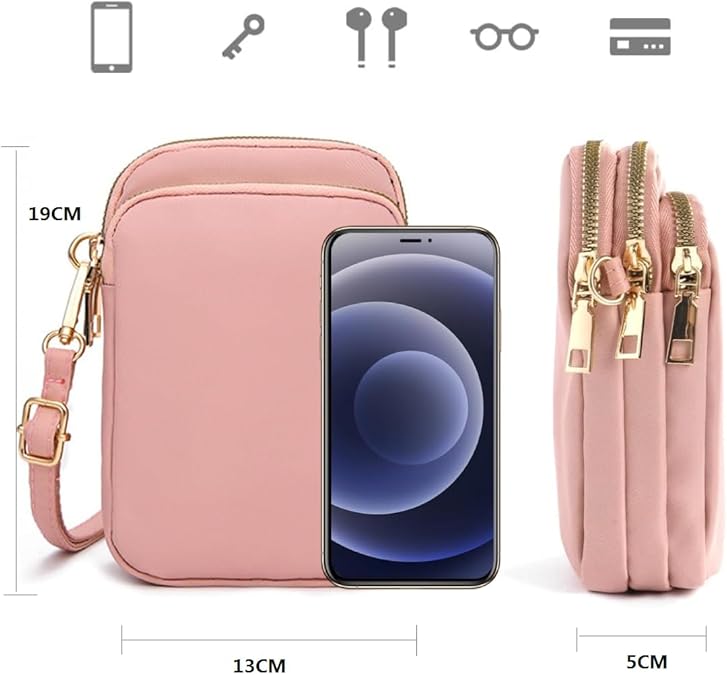 Tohrugue Sac Bandoulière Femme Pochette Telephone Portable,Mini Étui Pochette Sacoche Pour Femmes Fille Avec Fenêtre Pour écran Tactile, Noir